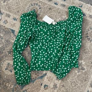 Green HM floral top